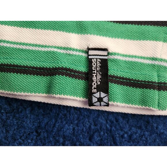 Y2k South Pole Men's Striped Green Polo Xl - Picture 7 of 9
